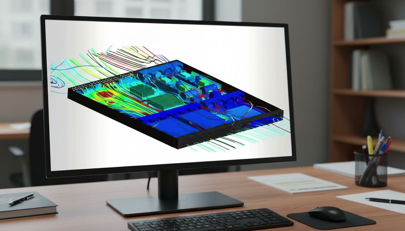 CFD temperature contours with analysis mesh